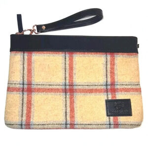 British Bag Company Brown Multicolor Plaid Clutch Wristlet Bag